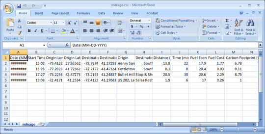 Viewing the Mileage Log on A Computer